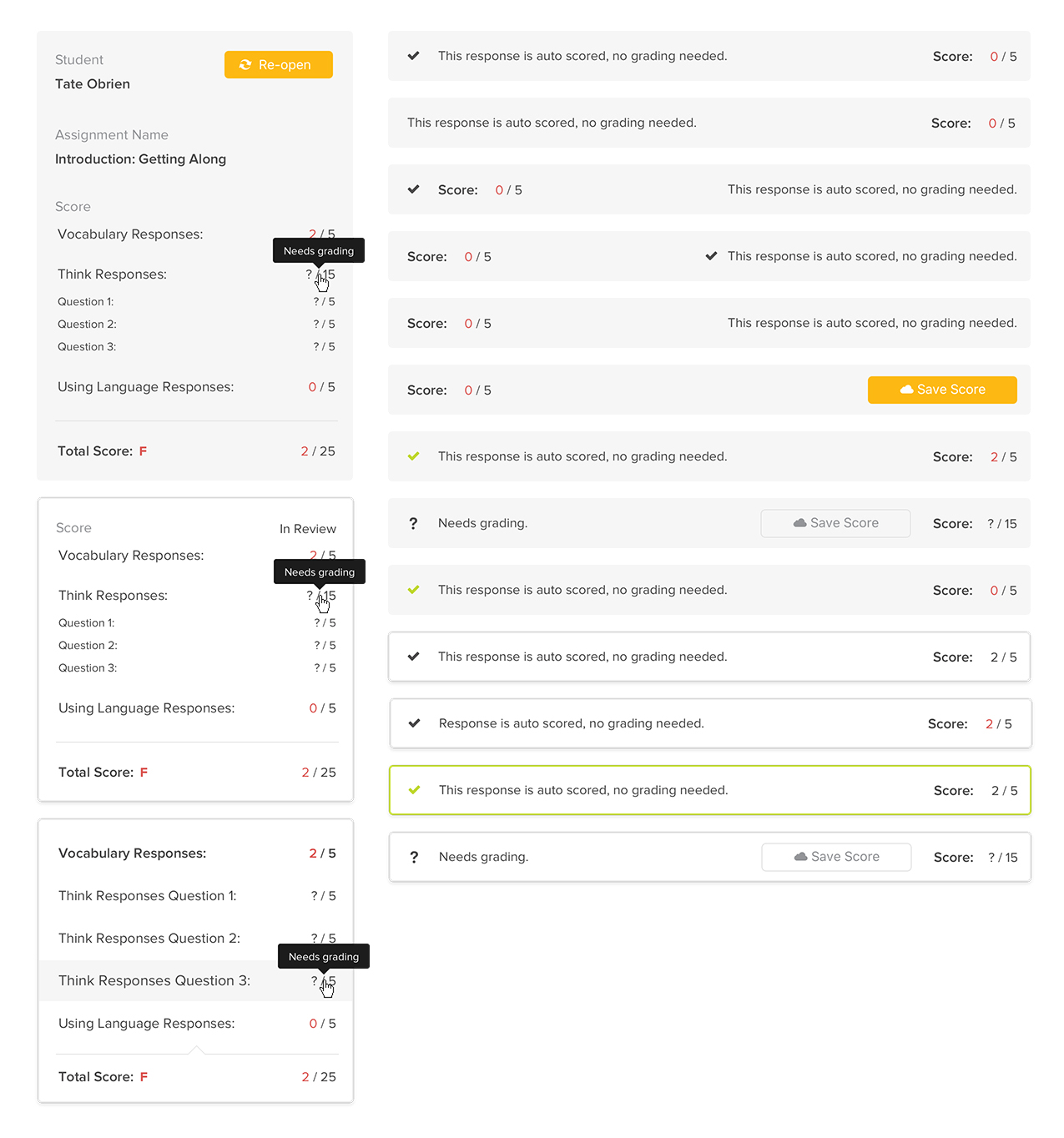 Score Feedback Mockup Explorations