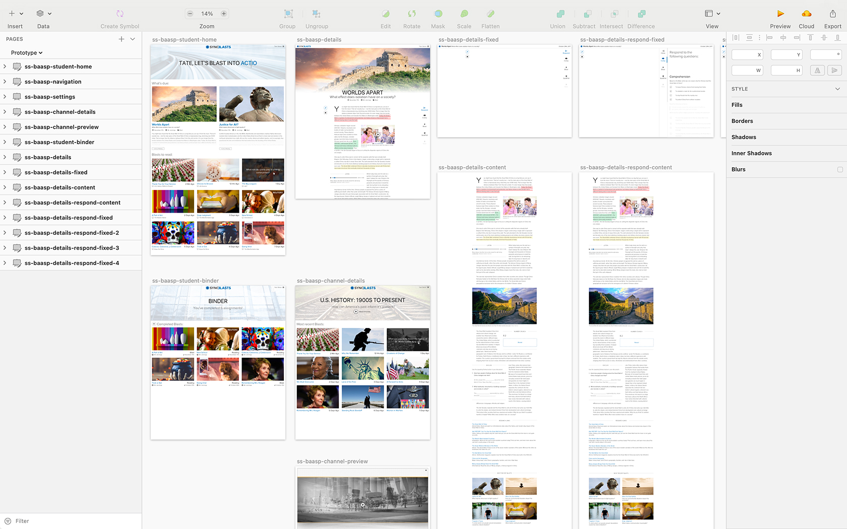 SyncBlasts Layout Mockup Explorations