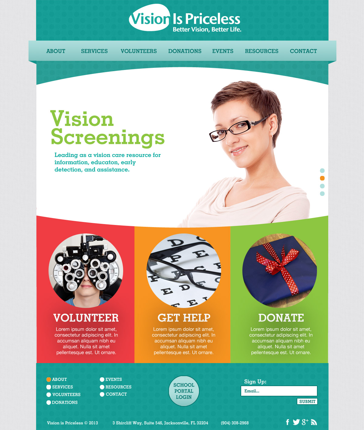 Vision Is Priceless Homepage Screen